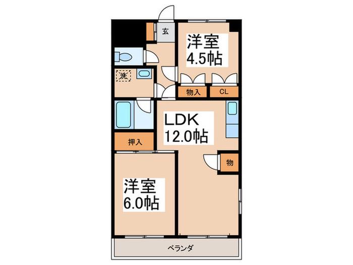 アーバンハイツ土志田(2LDK/3階)の間取り写真