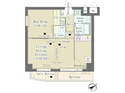 メゾンドタカヤ(1LDK/3階)の間取り写真