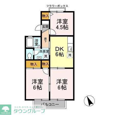 プリムローズA(3DK/2階)の間取り写真
