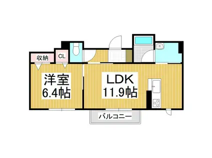 FONTAINE(1LDK/1階)の間取り写真