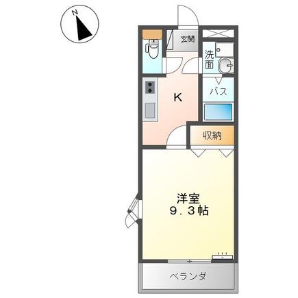 プレパルク(1K/2階)の間取り写真