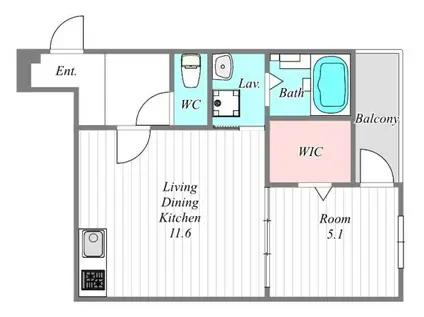 フジパレス今津中五丁目A棟(1LDK/2階)の間取り写真