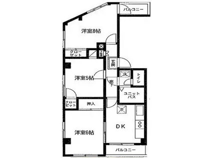 ケーエムマンション(3DK/3階)の間取り写真