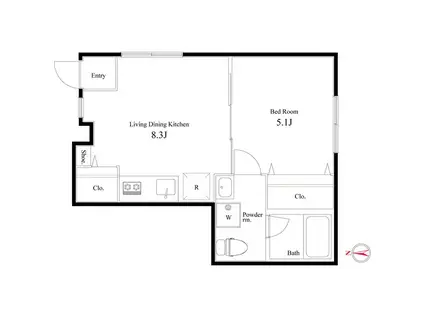 ヴィラ2465(1LDK/1階)の間取り写真