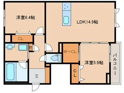 シャーメゾン アリビオ(2LDK/1階)の間取り写真