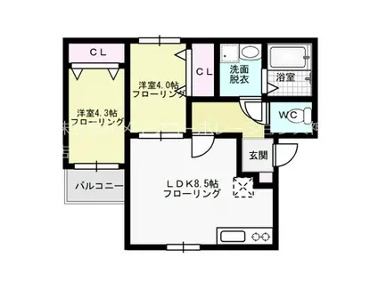 リテラ大楠(2LDK/3階)の間取り写真