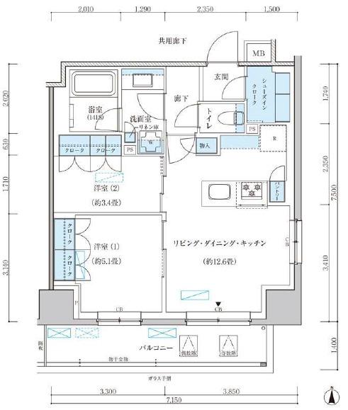 パークアクシス池袋イースト(2LDK/2階)の間取り写真