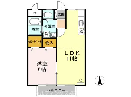 コーポ南小谷ヶ丘(1LDK/2階)の間取り写真