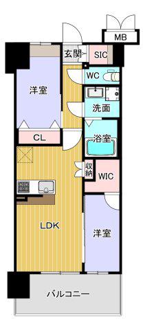 スプランディッドあびこ駅前(2LDK/2階)の間取り写真