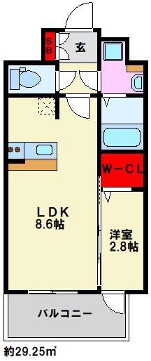 グランフォーレ大橋プレミア(1LDK/7階)の間取り写真