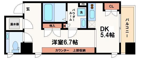 アーバンフラッツ瓦町(ワンルーム/7階)の間取り写真