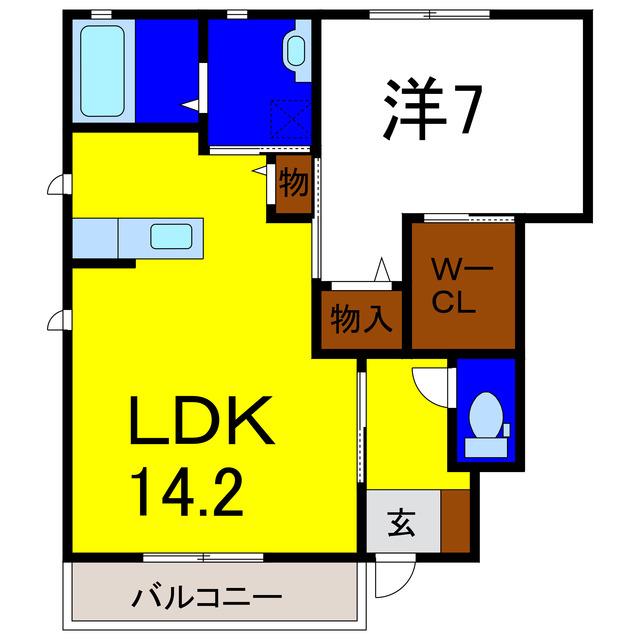 ブランシェ川内II(1LDK/1階)の間取り写真