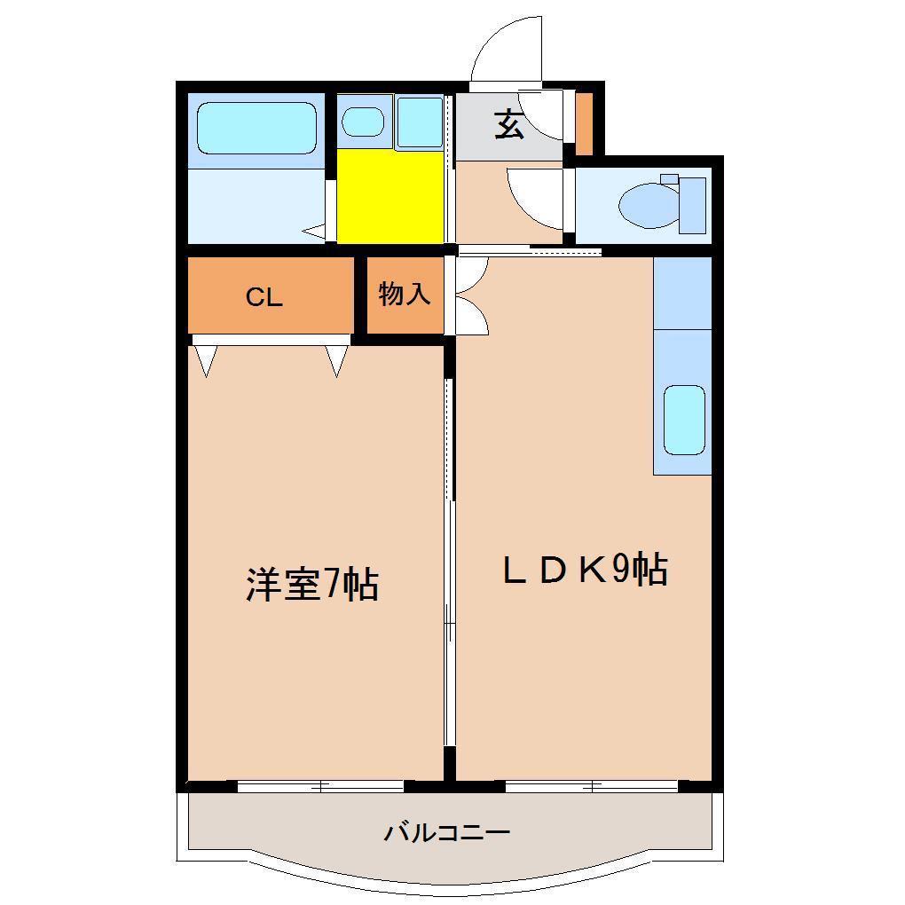 プランドール井之上(1LDK/2階)の間取り写真