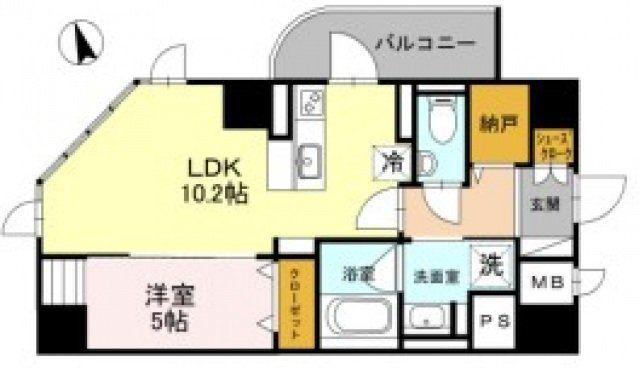 プレミアム菱屋西(1LDK/2階)の間取り写真