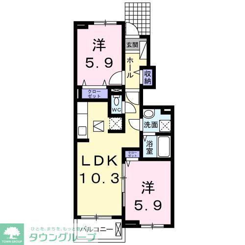 シオンI(2LDK/1階)の間取り写真