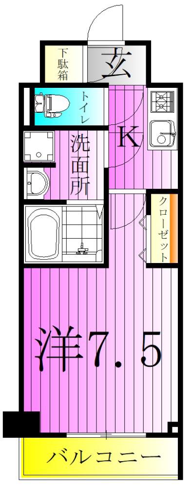 グランカミーユ江北(1K/4階)の間取り写真