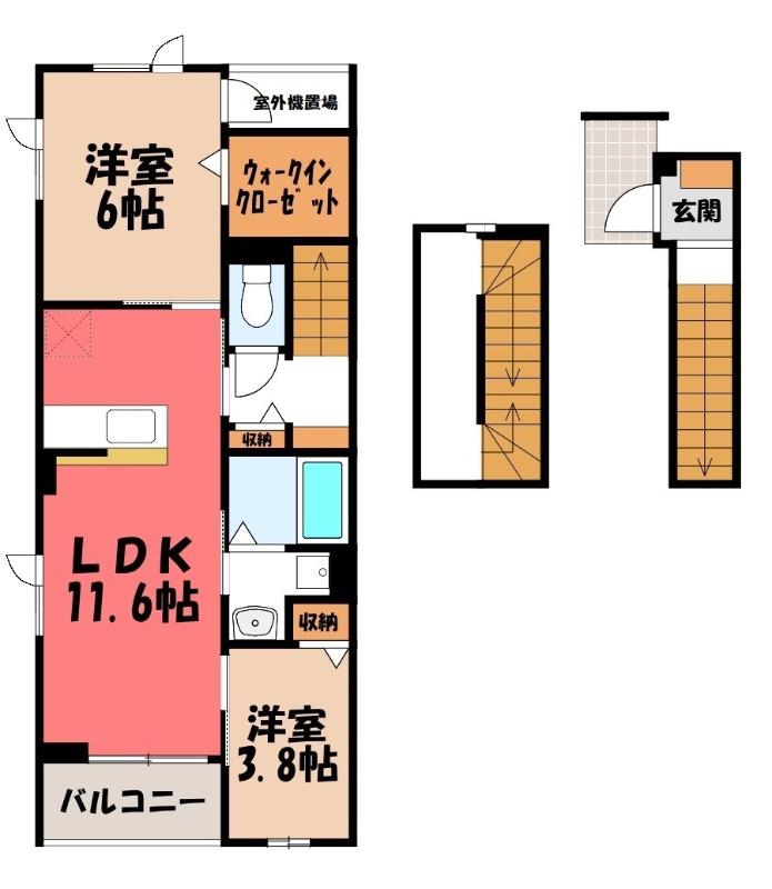ミルト ブリッサ 大原(2LDK/3階)の間取り写真