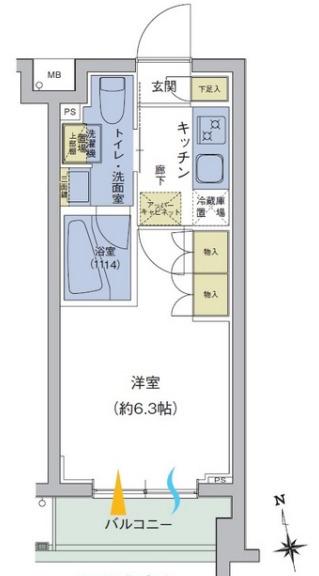 アジールコート品川中延(1K/4階)の間取り写真