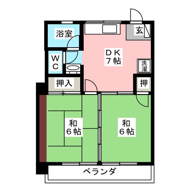 コーポ大島(2DK/3階)の間取り写真