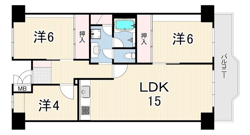 サンフラワー南港はなのまち36号棟(3LDK/8階)の間取り写真