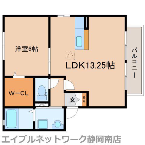 ケープコッド イン A棟(1LDK/1階)の間取り写真