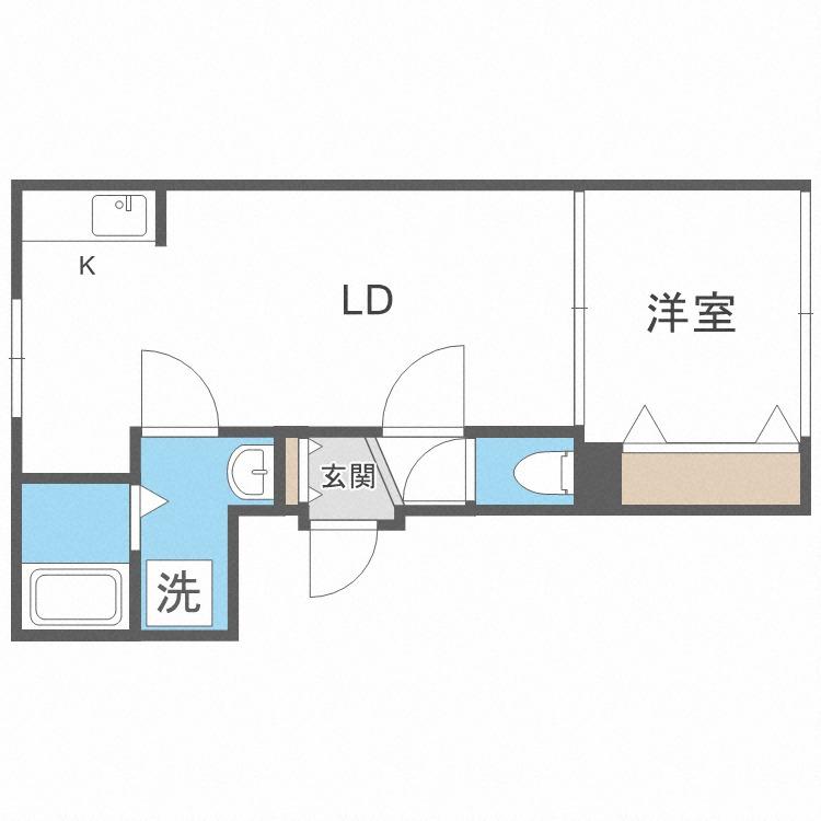 ヴィヴレ平岸(1DK/2階)の間取り写真
