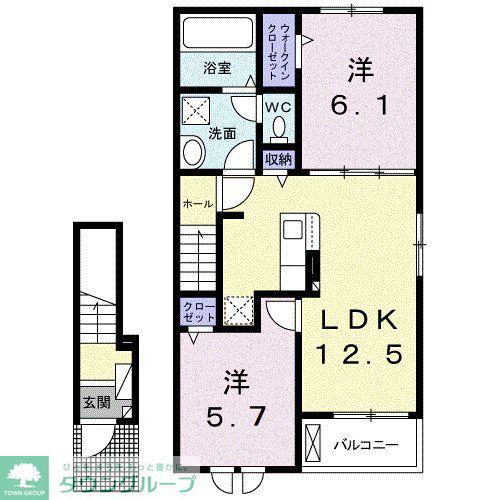 プラシード神代II(2LDK/2階)の間取り写真