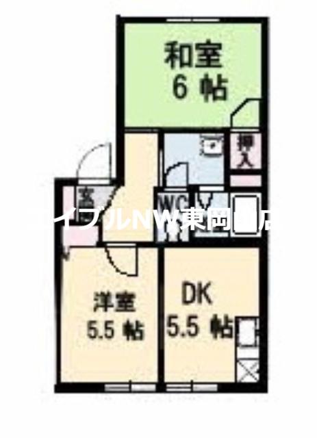 フレンド宮田B棟(2DK/1階)の間取り写真