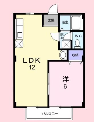 ビューテラスII(1LDK/2階)の間取り写真