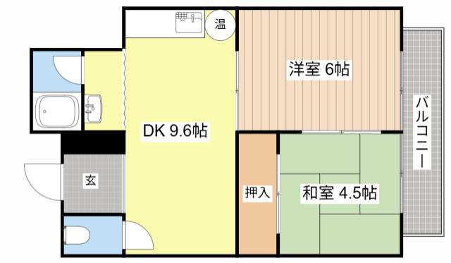 近江八幡ドリームマンションB棟(2DK/1階)の間取り写真