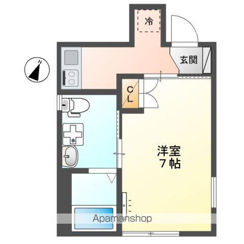 ライズウィング(1K/2階)の間取り写真