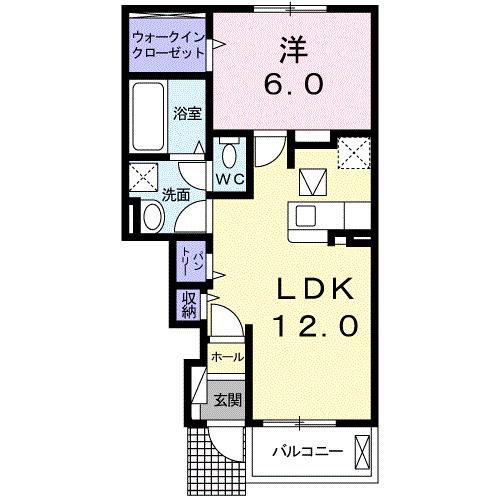 カープII(1LDK/1階)の間取り写真
