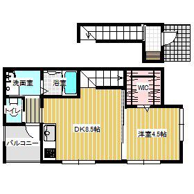 仲町アパート(1LDK/2階)の間取り写真