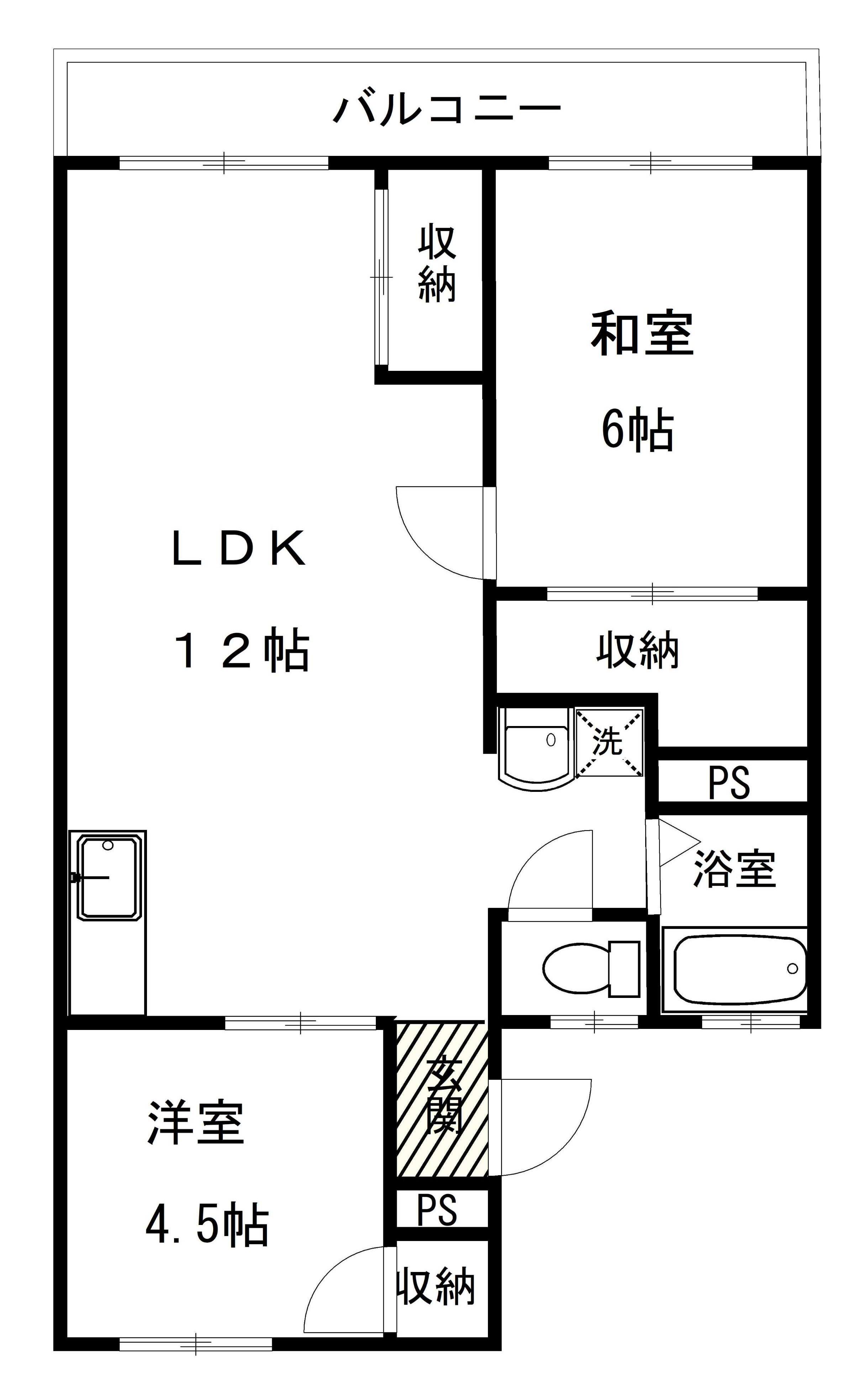 サンライフ城野(2LDK/2階)の間取り写真