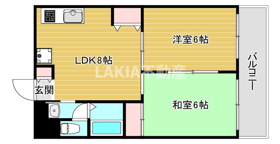 リバーサイドニッシン城東ハイツ(2LDK/3階)の間取り写真