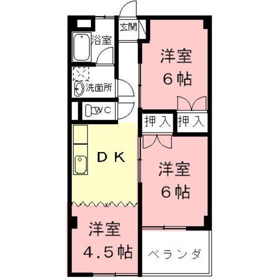 グリーンコーポ螢ヶ丘(3DK/1階)の間取り写真