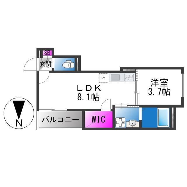 YUMAISON ウエスト(1LDK/2階)の間取り写真
