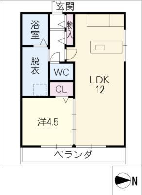ヴィラコート瑞穂(1LDK/2階)の間取り写真