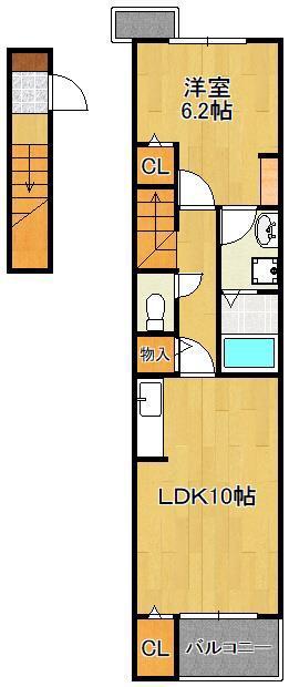 ラインハイム横代(1LDK/2階)の間取り写真