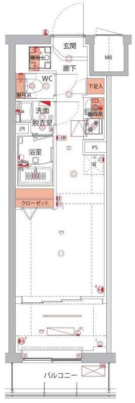 ハーモニーレジデンスパレスフロント(1LDK/2階)の間取り写真