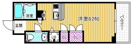 エスリード御堂筋梅田(ワンルーム/9階)の間取り写真