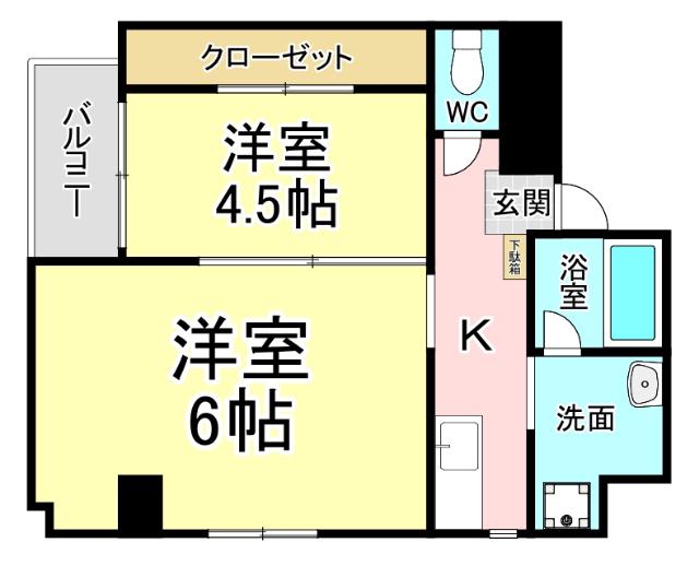 ラティスビル(2K/6階)の間取り写真