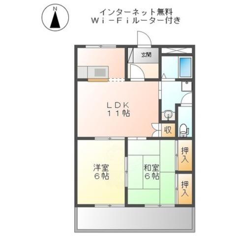 カーサアスール(2LDK/2階)の間取り写真