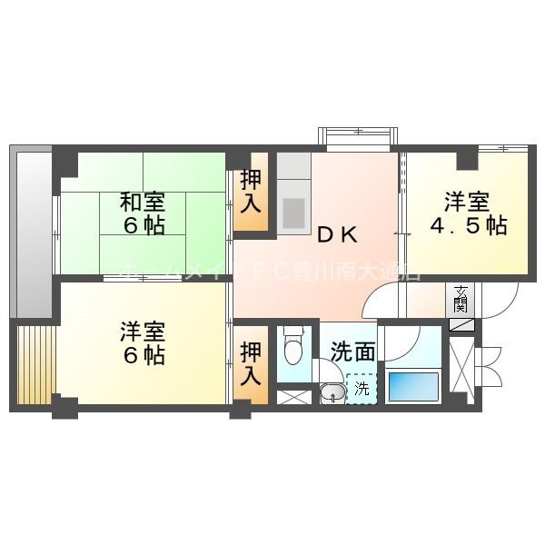太和マンション(3DK/4階)の間取り写真