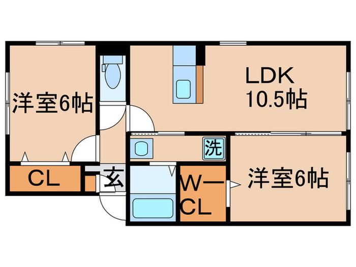 グランドール戸ケ崎(2LDK/2階)の間取り写真