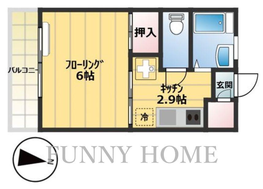 レバランス桜新町(1K/1階)の間取り写真