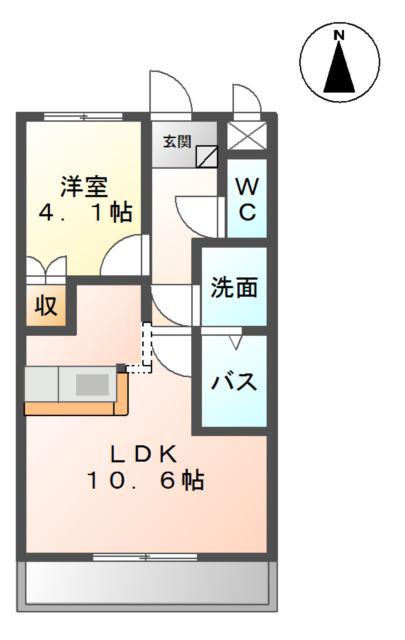 エスポ・ワール(1LDK/1階)の間取り写真