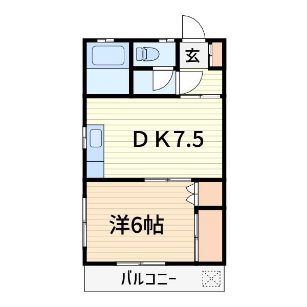 ハイム東本郷(1DK/1階)の間取り写真