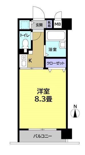 ブライティ助信(1K/5階)の間取り写真