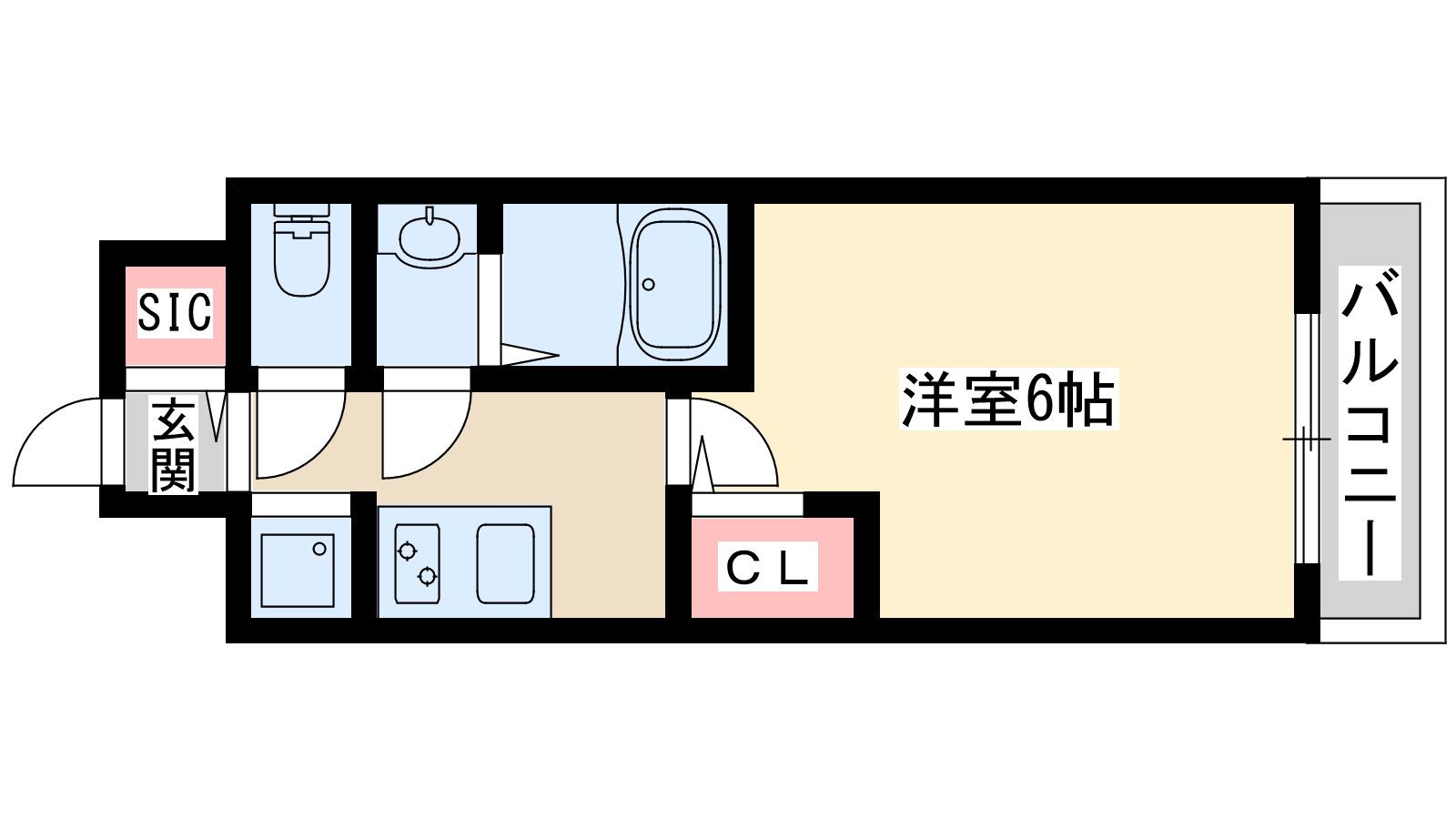 プランドール新北野(1K/7階)の間取り写真
